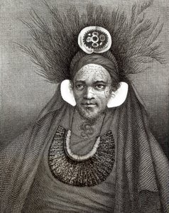 ジェームズクック船長による「世界一周南極への旅」のイラスト、セントクリスティーナの首長（1728-79）